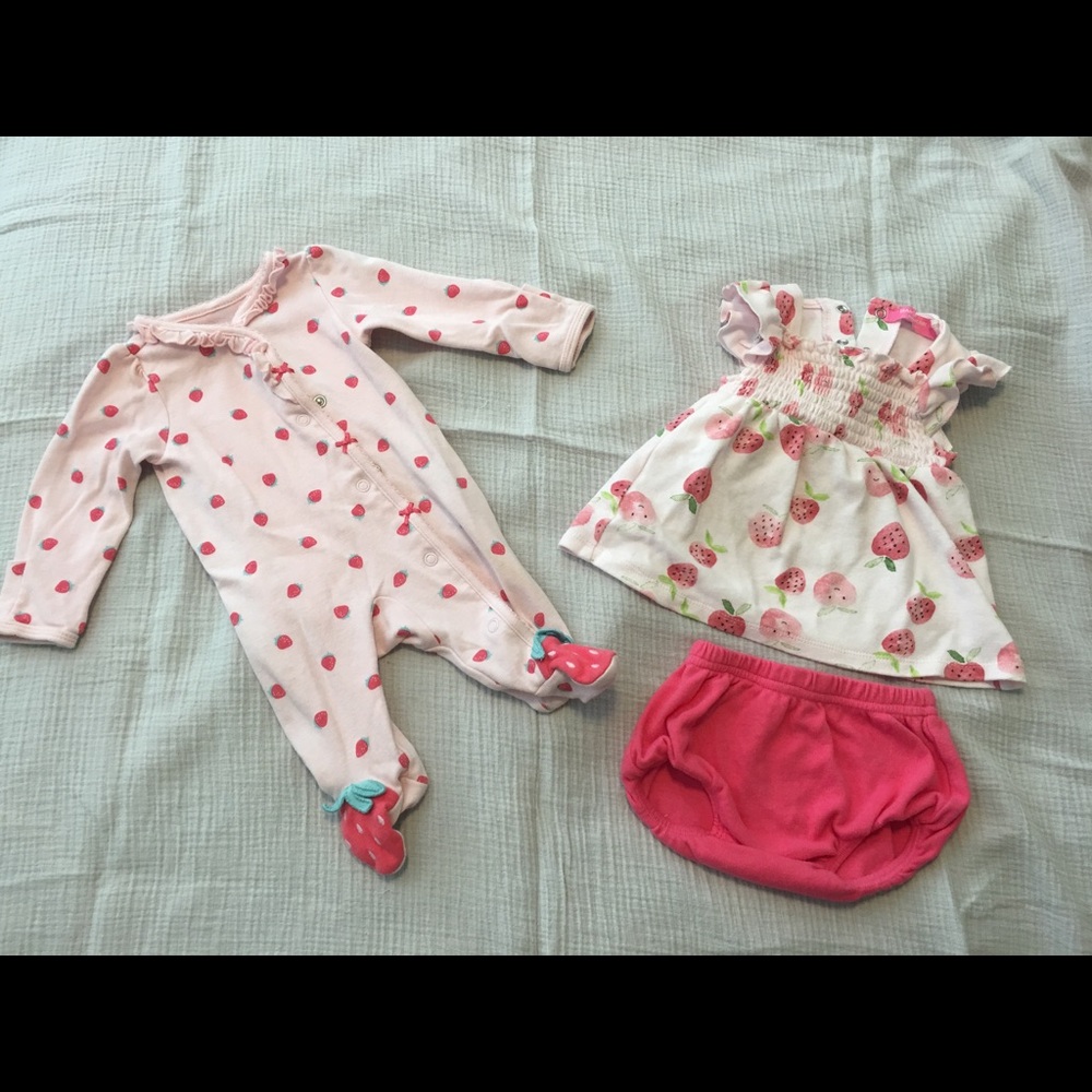 2 Newborn Strawberry Outfits